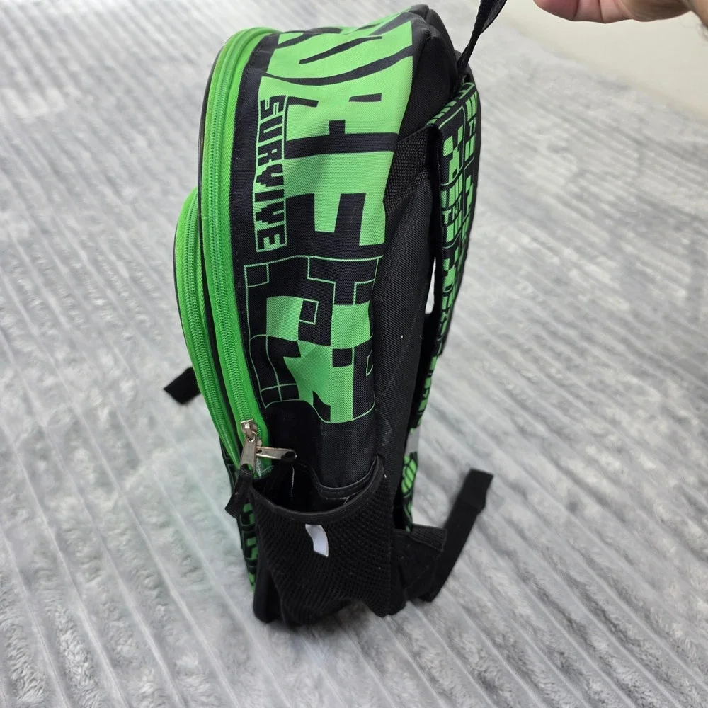 Minecraft Adventure Mode Creeper TNT Backpack Green Black Kids School Bag